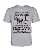 A Girl Who Really Loved Elephants And Wine V-Neck T-Shirt tile