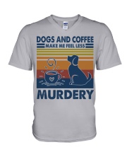 Dogs And Coffee Make Me Feel Less Murdery V-Neck T-Shirt tile