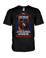 Grumpy Veteran I Love Freedom V-Neck T-Shirt tile