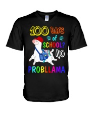 100 Days School Llama V-Neck T-Shirt tile