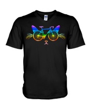 Cat Bicycle Design V-Neck T-Shirt tile