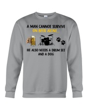 A Man Needs A Drum Set And A Dog One Beer Crewneck Sweatshirt tile