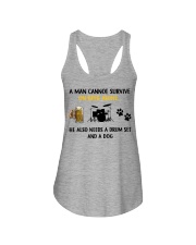 A Man Needs A Drum Set And A Dog One Beer Ladies Flowy Tank tile