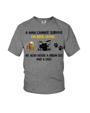 A Man Needs A Drum Set And A Dog One Beer Youth T-Shirt tile