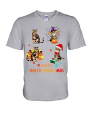 Happy Hallothanksmasa V-Neck T-Shirt tile