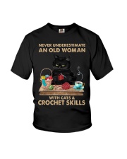 An Old Woman With Cats And Crochet Skills Youth T-Shirt tile