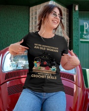 An Old Woman With Cats And Crochet Skills Ladies T-Shirt apparel-ladies-t-shirt-lifestyle-01