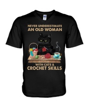 An Old Woman With Cats And Crochet Skills V-Neck T-Shirt tile