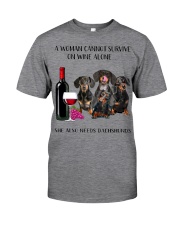 A Woman Cannot Survive On Wine She Needs Dachshund Classic T-Shirt thumbnail