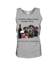 A Woman Cannot Survive On Wine She Needs Dachshund Unisex Tank thumbnail