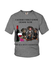 A Woman Cannot Survive On Wine She Needs Dachshund Youth T-Shirt thumbnail