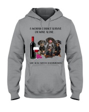 A Woman Cannot Survive On Wine She Needs Dachshund Hooded Sweatshirt thumbnail