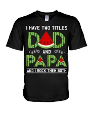 Dad and Papa I rock them both V-Neck T-Shirt tile