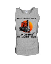 An Old Man With A Forklift Truck Unisex Tank tile