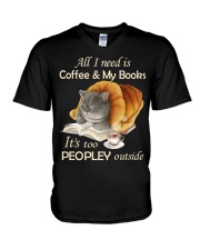 All I Need Is Coffee And My Books V-Neck T-Shirt tile