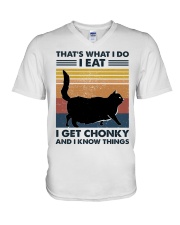 I Eat - I Get Chonky And I Know Things V-Neck T-Shirt tile