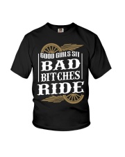 Good Girls Sit Bad Bitches Ride Biker Girl Youth T-Shirt tile