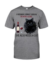 Limited Edition - Woman Also Needs Cat On Wine Classic T-Shirt thumbnail