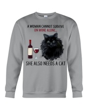 Limited Edition - Woman Also Needs Cat On Wine Crewneck Sweatshirt thumbnail