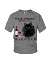 Limited Edition - Woman Also Needs Cat On Wine Youth T-Shirt thumbnail