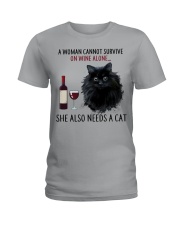 Limited Edition - Woman Also Needs Cat On Wine Ladies T-Shirt front