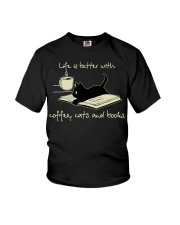Life Is Better With Coffee - Cats And Books Youth T-Shirt tile