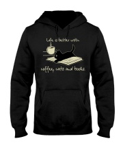 Life Is Better With Coffee - Cats And Books Hooded Sweatshirt tile