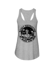 Easily Distracted By Music And Beer Ladies Flowy Tank tile