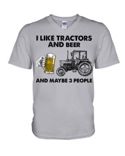 I Like Tractors And Beer - And Maybe 3 People V-Neck T-Shirt tile