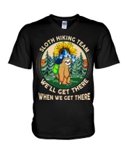 Sloth Hiking Team V-Neck T-Shirt tile