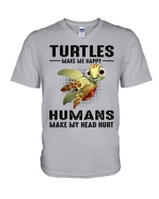 Turtles Make Me Happy - Humans Make Me Head Hurt V-Neck T-Shirt tile