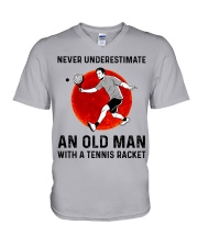 An Old Man With A Tennis Racket V-Neck T-Shirt tile