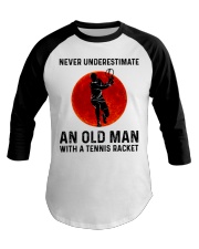 An Old Man With A Tennis Racket Baseball Tee tile