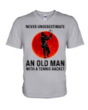 An Old Man With A Tennis Racket V-Neck T-Shirt tile