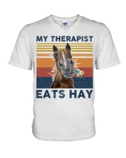 My Therapist Eats Hay V-Neck T-Shirt tile