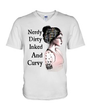 Nerdy Dirty Inked And Curvy V-Neck T-Shirt tile