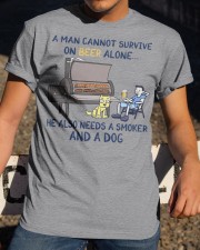 A Man Needs A Smoker And A Dog On Beer Classic T-Shirt apparel-classic-tshirt-lifestyle-28