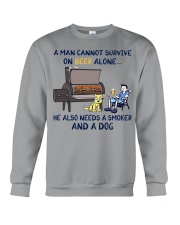A Man Needs A Smoker And A Dog On Beer Crewneck Sweatshirt tile