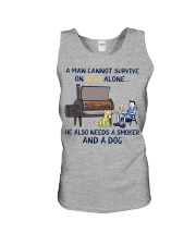 A Man Needs A Smoker And A Dog On Beer Unisex Tank tile