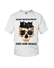 Easily Distracted By Cats And Skulls Youth T-Shirt tile
