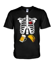 Beer Tacos Skeleton V-Neck T-Shirt tile