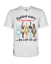 Behind Every Good Woman Are A Lot Of Cat V-Neck T-Shirt tile