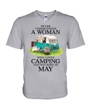 A Woman Who Loves Camping And Was Born In May V-Neck T-Shirt tile