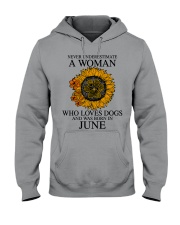 A Woman Who Loves Dogs And Was Born In June Hooded Sweatshirt tile