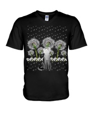 Cat And Dandelion V-Neck T-Shirt tile