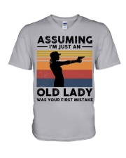 Assuming I'm An Old Lady Was Your First Mistake V-Neck T-Shirt tile