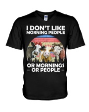 I Don't Like Morning People V-Neck T-Shirt tile