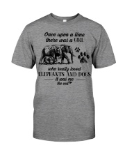 A Girl Who Really Loved Elephants And Dogs Premium Fit Mens Tee tile
