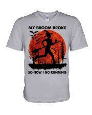 My Broom Broke - So Now I Go Running V-Neck T-Shirt tile