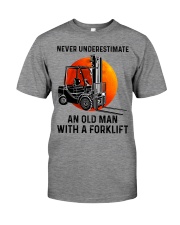 Never Underestimate An Old Man With A Forklift Premium Fit Mens Tee tile